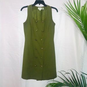 Vintage Olive Green Button Detail Dress